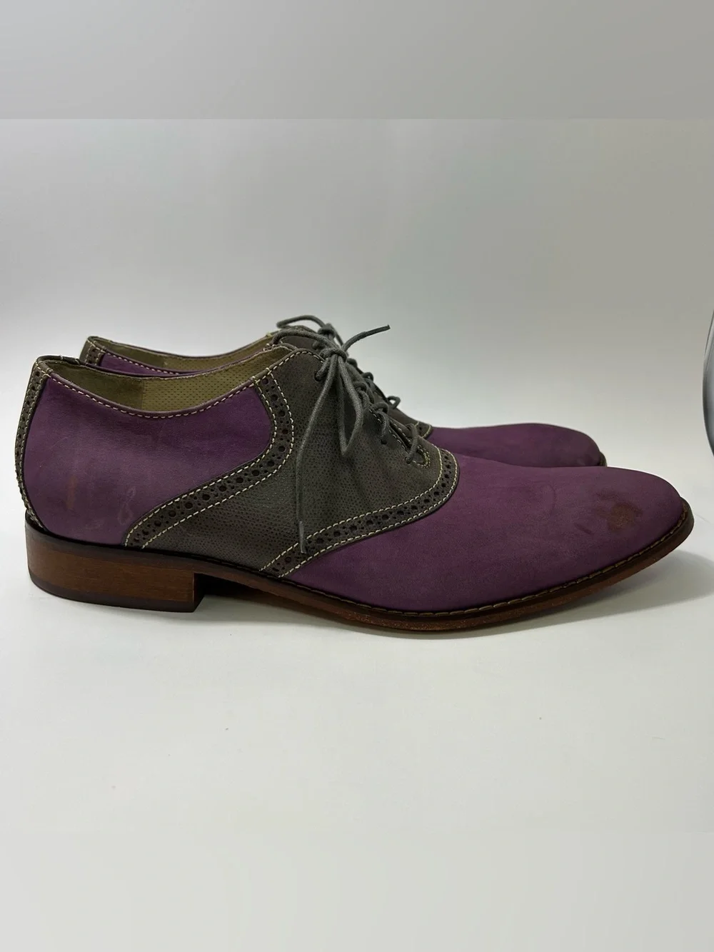 Cole Haan Air Colton Saddle Shoes Men’s 13 M Purple Nike Air Formal Dance Suede